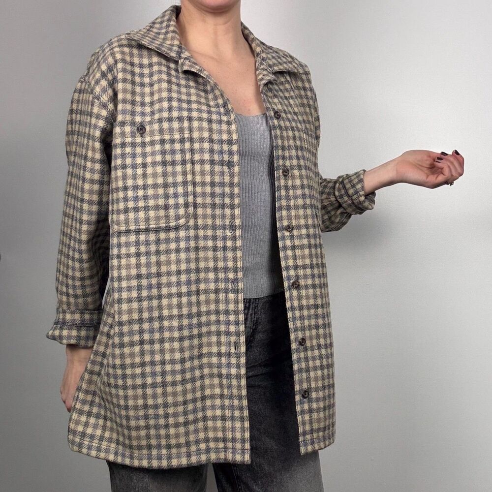 Vintage Woolrich Wool Houndstooth Plaid Oversized Jacket Shacket